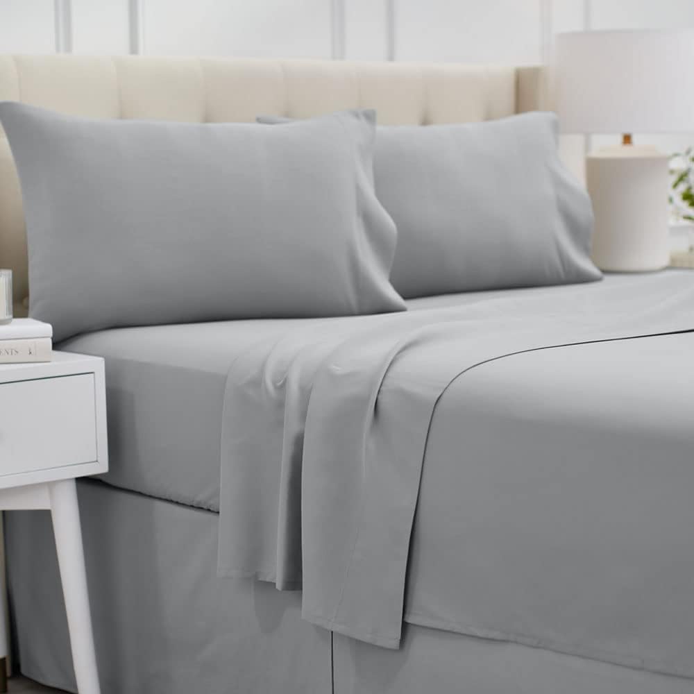 Premium Ash Gray Twin Sheet Set 3-Piece Bed Sheets 1800 Thread Count Series -Luxuriously Soft Brushed Microfiber Material-Sheets with 16-Inch Deep Pockets, Wrinkle-Free and Fade-Resistant Apexx Linen