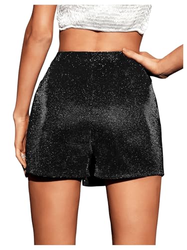 SweatyRocks Women's High Waisted Asymmetrical Wrap Hem Glitter Skorts Skirt with Shorts2