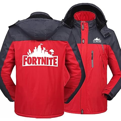 YRSHENG Men's Fleece Jacket F.O.R.T.N.I.T.E Print Outdoor Hoodies Warm Coat Top Hiking Walking Jacket With Detachable Hood - Warm Gift-red||XXL Cover