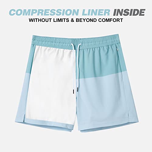 Image of BRISIRA Mens Swim Trunks Swim Shorts Quick Dry 5 inch Inseam Beach Shorts with Compression Liner and Zipper Pocket