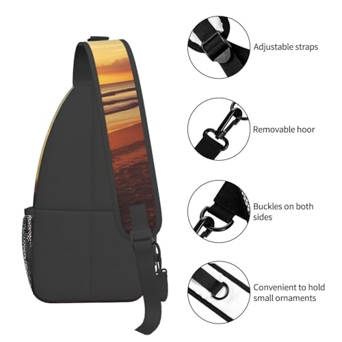 Sling Bag para Hombre y Mujer Negro Crossbody para Viaje miniatura 4
