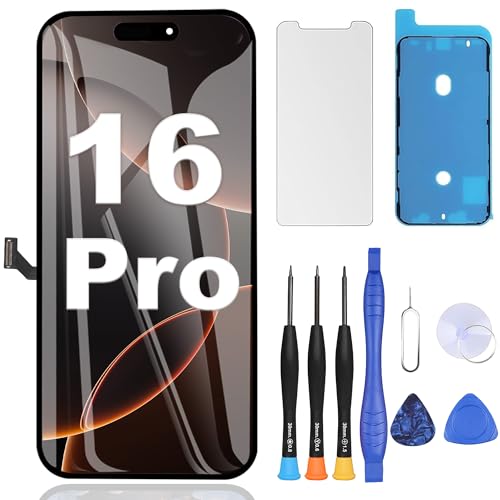 ZOETEC Screen Replacement for iPhone 16 Pro LCD, [Support Face ID] Retina Display 3D Touch Screen Digitizer Frame Assembly with Repair Tool Kits, Waterproof Adhesive, Tempered Glass