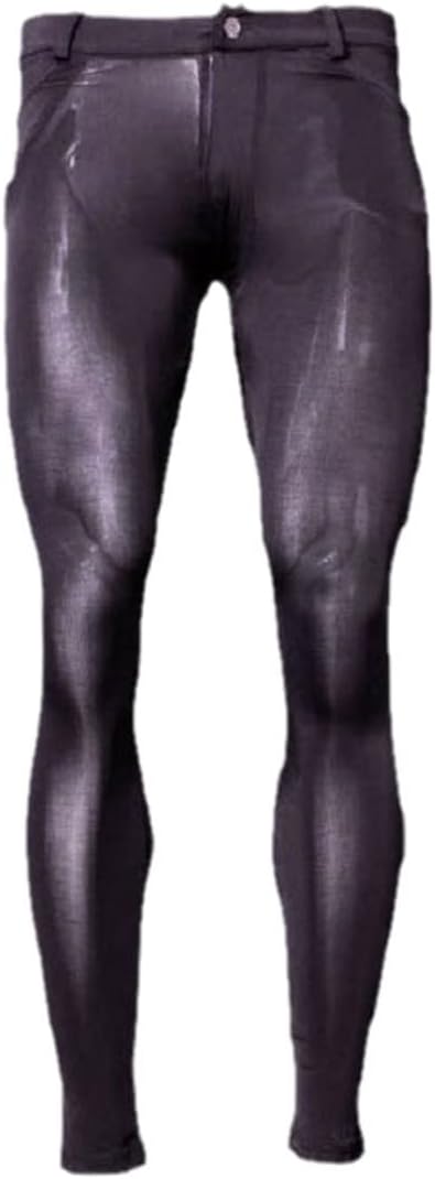 Roquorl Men's Summer High Elastic Ice Silk Elastic Pencil Pants Pencil Pants Silk Cotton Tight Breathable Leggings