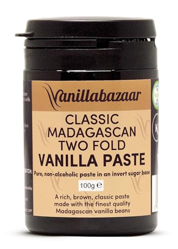Classic Madagascan Vanilla Paste Double Strength with Seeds (100g) | Natural Kosher Halal Certified Vegan Alcohol-Free | Premium Baking Ingredient with Extra Seeds in Gel Form | Vanillabazaar