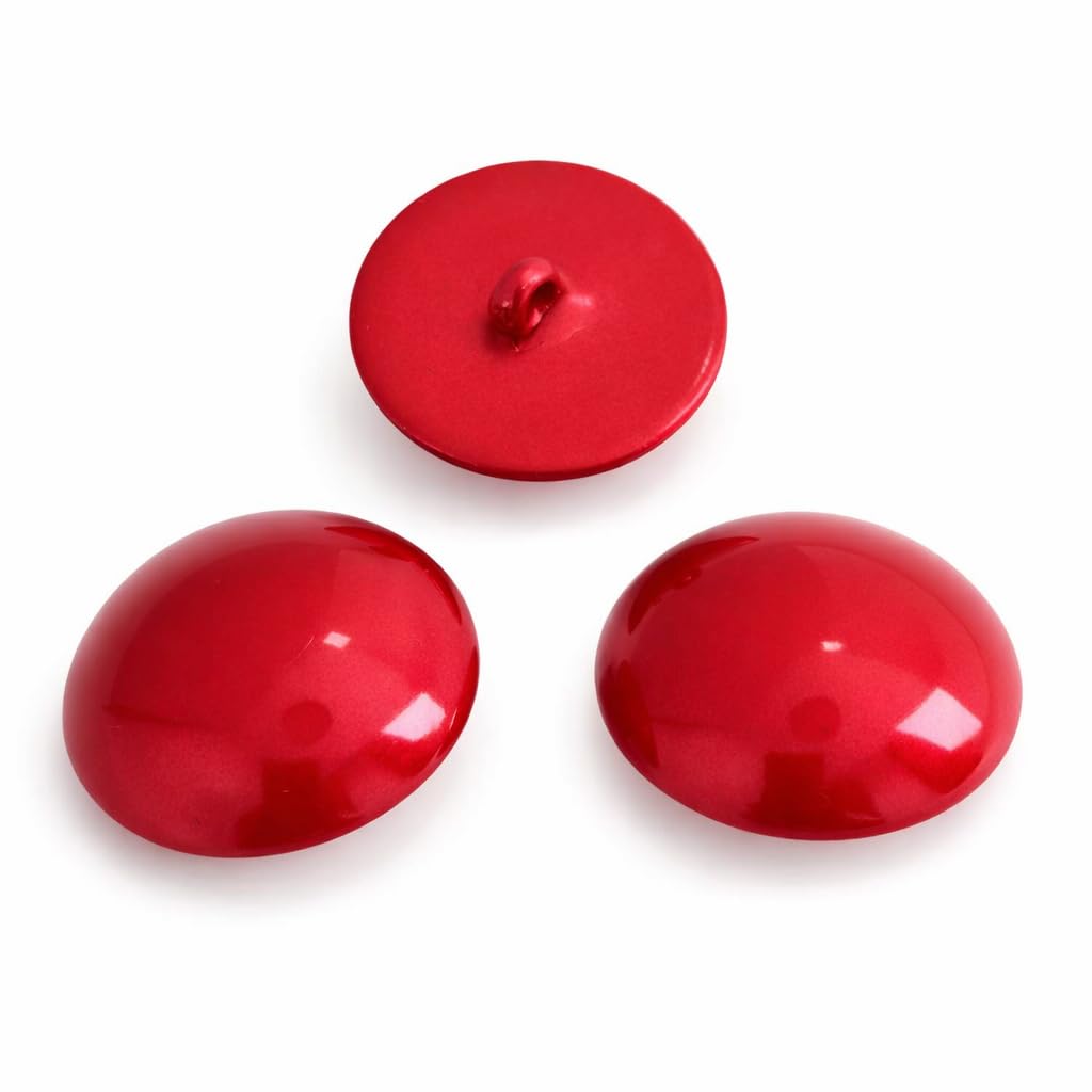 MajorCrafts 8pcs 28mm High-Grade Acrylic Large Round Mushroom Shank Sewing Buttons (Red)