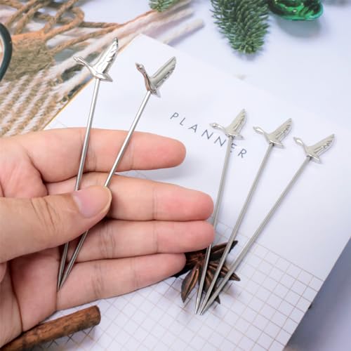 Honbay 5Pcs Reusable Stainless Steel Cocktail Picks Fruit Food Hamburger Toothpicks Cupcake Toppers Sandwich Appetizer Decorative Skewers Drink Garnish Party Decoration Sticks thumb #6