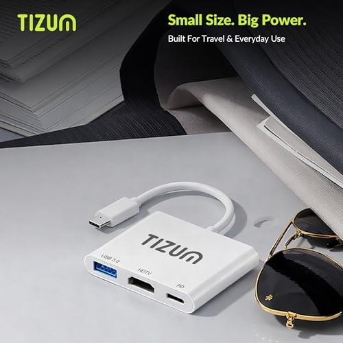 Image of Tizum 3-in-1 USB C HUB with 4K HDMI, 100W Power Delivery Fast Charging, USB 3.0 5Gbps High-Speed Data Transfer| Type C Multiport Adapter for MacBook, Laptop, Tablet, Monitor | Plug & Play USB C Dock