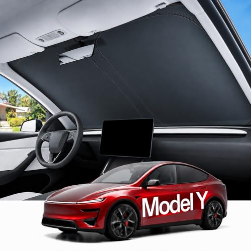 REEVAA Upgraded for Tesla New Model Y 2016-2026 (Juniper) Windshield Sunshade [Tailored Fit, 99% Sun...