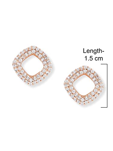 Hollow Square Cubic Zirconia Studs Earrings for Women