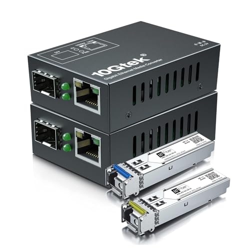 Image of A Pair of Mini Size Gigabit Bidi Media Converter, Single Mode Single LC to RJ45, Fiber to Ethernet Converter, 10 /100 /1000Base-Tx to 1000Base-LX, 1310nm /1550nm, Up to 20km, UL Certified