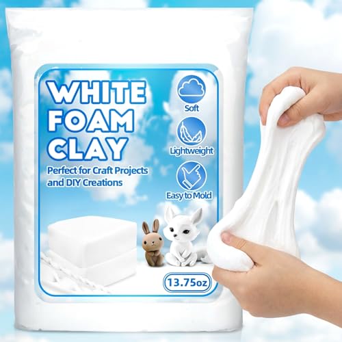 RAINFLOW White Foam Clay - Moldable Cosplay Foam Clay Soft Squishy Molding Perfect for Arts and Crafts Projects Creative Art Supplies with Sculpting Tools