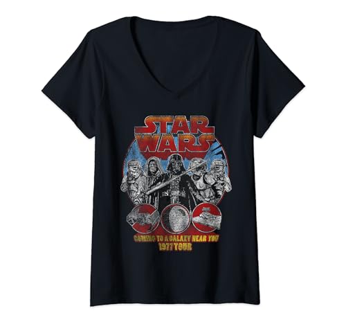 T-shirt Star Wars femme col en V au style vintage délavé unique