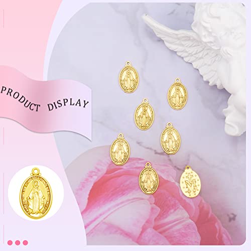 60Pcs Alloy Jesus Cross Our Lady Miraculous Medal Charms Floral Rosary Center Pendants Virgin Mary Charms For Diy Mother's Day Necklace Bracelets Jewelry Making(Gold) #TOP5
