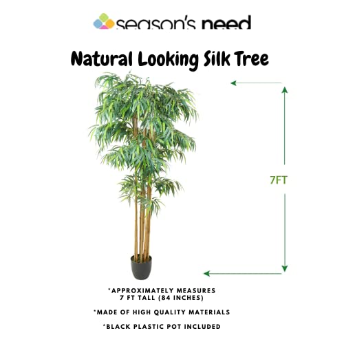 Season's Need 7Ft Artificial Bamboo Plant, Fake Tropical Bamboo Tree, Perfect Faux Plant In Pot For Indoor Outdoor Home Office Decor Large Lifelike Bamboo (Set Of 2) - New #TOP2