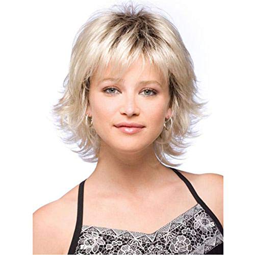 Jangostor 12" Long Curly Wig with Bangs Synthetic Wigs Heat Resistant Wavy Hair Wig for Women Cosplay Daily Party