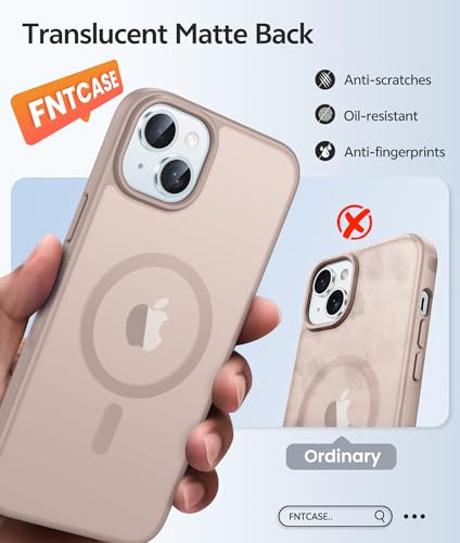 Image of FNTCASE for iPhone 15 Case: for iPhone 14 Case & iPhone 13 Case [Compatible with Magsafe] Translucent Matte Cases with [Screen Protector] Military Grade Shockproof Protective Phone Cover - Desert Gold