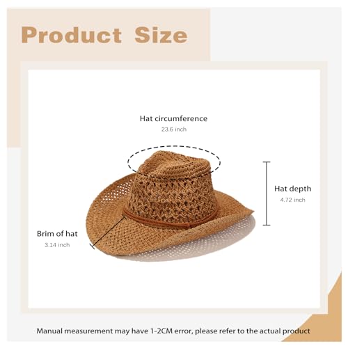 Chapéu de cowboy de palha feminino, masculino, dobrável, aba larga, verão, verão, férias, leve, prai