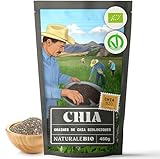 NaturaleBio Graines de Chia 450g. Graines pour perdre du poids et la santé digestive. Riches en oméga 3, antioxydants et minéraux essentiels. Soutient la fonction cardiaque, osseuse et musculaire.