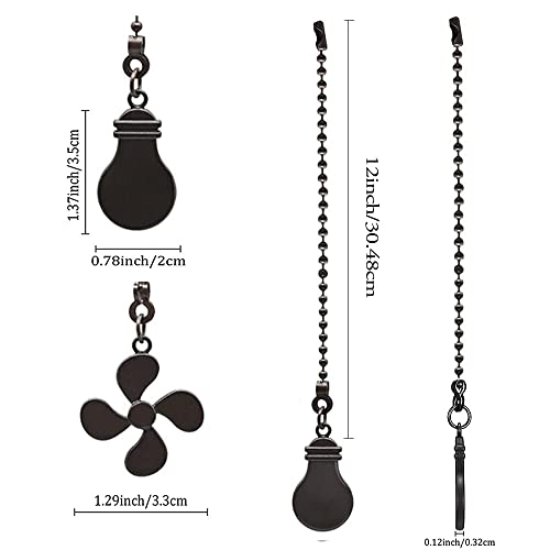 Image of Ceiling Fan Chain Extender Set, 12 Inch Ornaments Extension Chains with Decorative Light Bulb and Fan Cord, Red Bronze