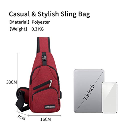FANDARE Nieuwe Sling Bag Unisex Borst Pack voor Heren/Vrouwen Crossbody Tas met USB, Oortelefoon Gat Een Strap Rugzak… - Image 6