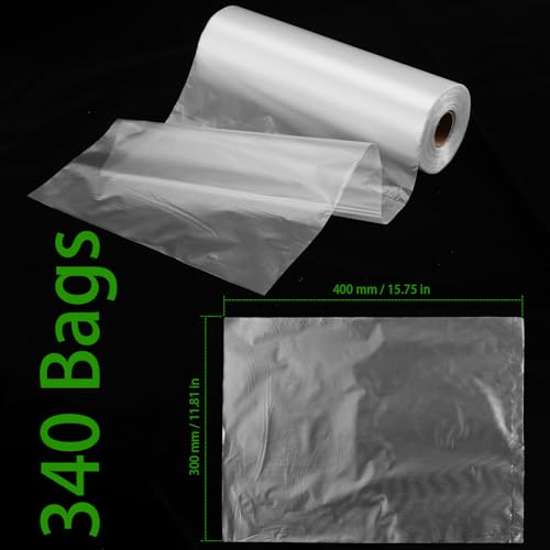 Image of 1020 Count 12 x 16 Inches Plastic Produce Bags, Clear Plastic Produce Bag Roll for Bread, Fruits, Vegetable, Kitchen, 340 Bag x 3 Rolls