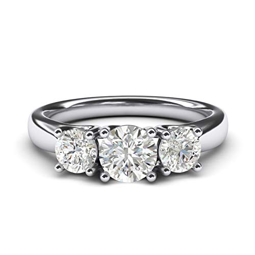 Solid Sterling Silver Three Stone Trellis Simulated Diamond Ring Promise Engagement ring 2.0ctw for Women3