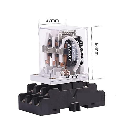Relé de potencia JQX-38F 3Z con base de 11 pines y contactos conmutados de 40A a DC24V 5