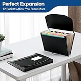 13 Pockets File Organiser, Accordion Expanding File Folder, Document Organiser with 12 Tabs, Folders for Paperwork A4 for Home, Office, and School, Black - Image 3
