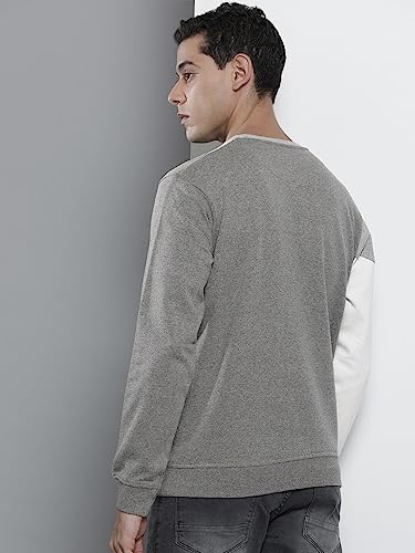 Image of The Indian Garage Co Men Regular Fit Colourblocked Crew Neck Overhead Sweatshirt