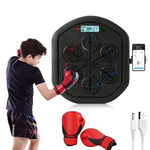 Com Tela De Led Music Boxing Machine, Boxing Reaction Wall Target, 6 Strike Lights & Boxing Gloves,