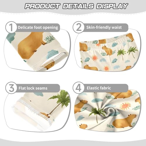 Capybara Tree Cloud Sun Girls Leggings Soft Stretch Workout Yoga Dance Pants for Kids Casual Tights3