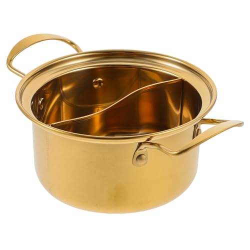 DIYEAH Petite Marmite Or en Acier Inoxydable Multifonction, Casserole Pratique et Solide pour Pot de Soupe et Fondue Chinoise Cuisine