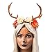 Produktbild NET TOYS Märchenhaftes Hirsch-Geweih mit Stoff-Blüten | Braunes Geweih | Bezaubernder Frauen-Kopfschmuck REH | EIN Highlight für Fasching & Weihnachtsmarkt