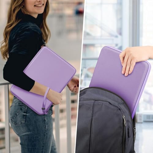 Image of MOCA EVA Hard Laptop Sleeve for 14 inch - 15 inch Laptop MacBook Air 15, HP 15s, Dell Inspiron 15, ASUS Vivobook 15 | Tailored Fit 14.5x10.2 Inch Internal Shockproof Cover Purple