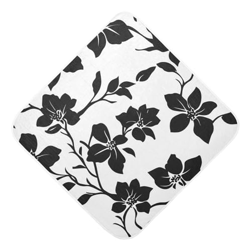 BOESI Graffiti Black Flower Baby Bath Towel, Baby Hooded Bath Towel, Soft, Comfortable, Absorbent, for Boys, Girls, 30x30 inches