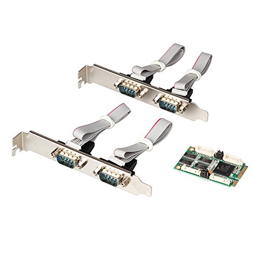 Tarjeta Mini PCIe a 4 Puertos Serie RS232 DB9 con Formato Half Size
