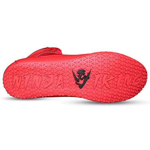 Ninja Viking Wrestling Shoes For Men And Women, Top Combat Speed Mens Weightlifting, Powerlifting, Workout, Mma, Boxing Boots, Lightweight, Easy To Wear, Non Slip Red And Black Shoe #TOP1