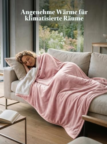 Utopia Bedding Kuscheldecke Warm Sherpa Wolldecke [Rosa, 200x150 cm] – Ansicht 3