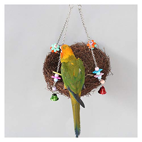 Nido de Hierba y ratán para Jaula de pájaros, Nido de Paja Hecho a Mano, Nido de pájaro pequeño, Nido de Hierba, decoración de jaulas de pájaros de Nido de peonía y Loro