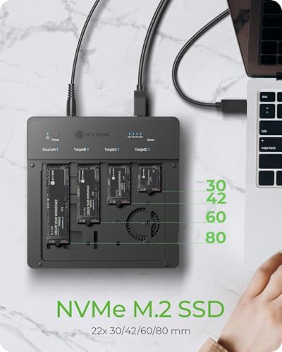 ICY Box estación docking y clonación USB4 para 4x M.2 NVMe SSD miniatura 5