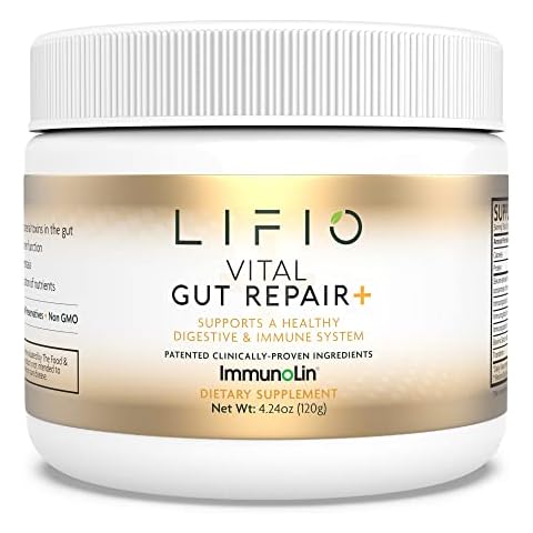 Lifio Vital Gut Repair+ with ImmunoLin Supplement, Supports A Healthy Gut Biome & Immune System, Gluten-Free, Dairy-Free, No Preservatives, Net Wt 4.24 oz (60 Servings) Cover