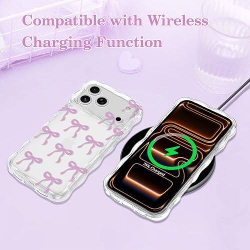 Coque iPhone 17 Pro Max violette transparente en silicone TPU souple ondulé