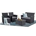 4 Piece Patio Furniture Set,Outdoor Wicker Conversation Sets,Rattan Sectional Sofa w/Coffee Table,Seat Cushions for Backyard Porch Garden Poolside