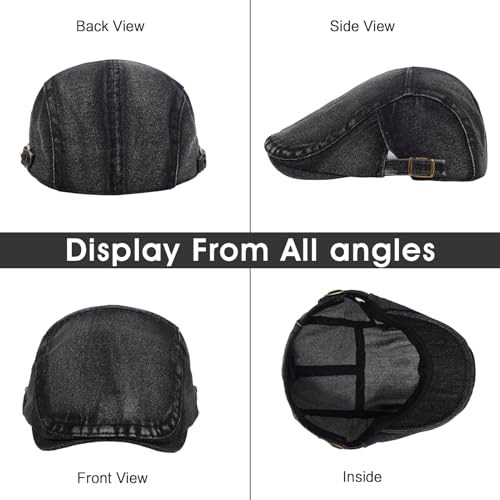 Image of 3Pcs Men's Newsboy Caps Cotton Cooling Hat Adjustable Flat Cap for Men
