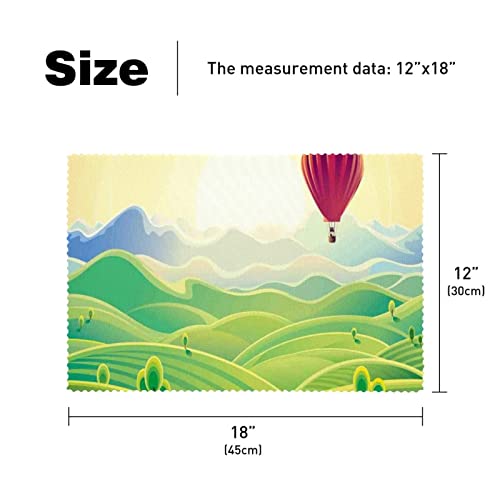 Placemats Set Of 6 Dining Table Place Mats Cloth Placemats Kitchen Table Mats Indoor Outdoor Placemat, Cartoon Landscape Hot Air Balloon #TOP4