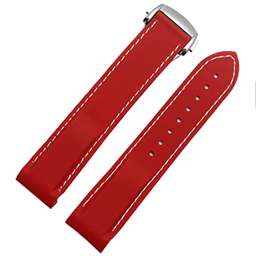 Bracelet de montre en silicone 22mm étanche rouge pour Omega et Moonswatch