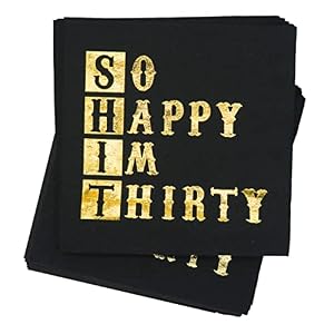 Aisosiks A-30 Servietten Schwarz Gold So Happy Thirty