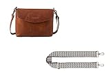  HOLZRICHTER Berlin Umhängetaschen Bundle No 3-4 (M) cognac - Damen Umhängetasche + Webgurt CHEVRON handgefertigt aus Premium-Leder