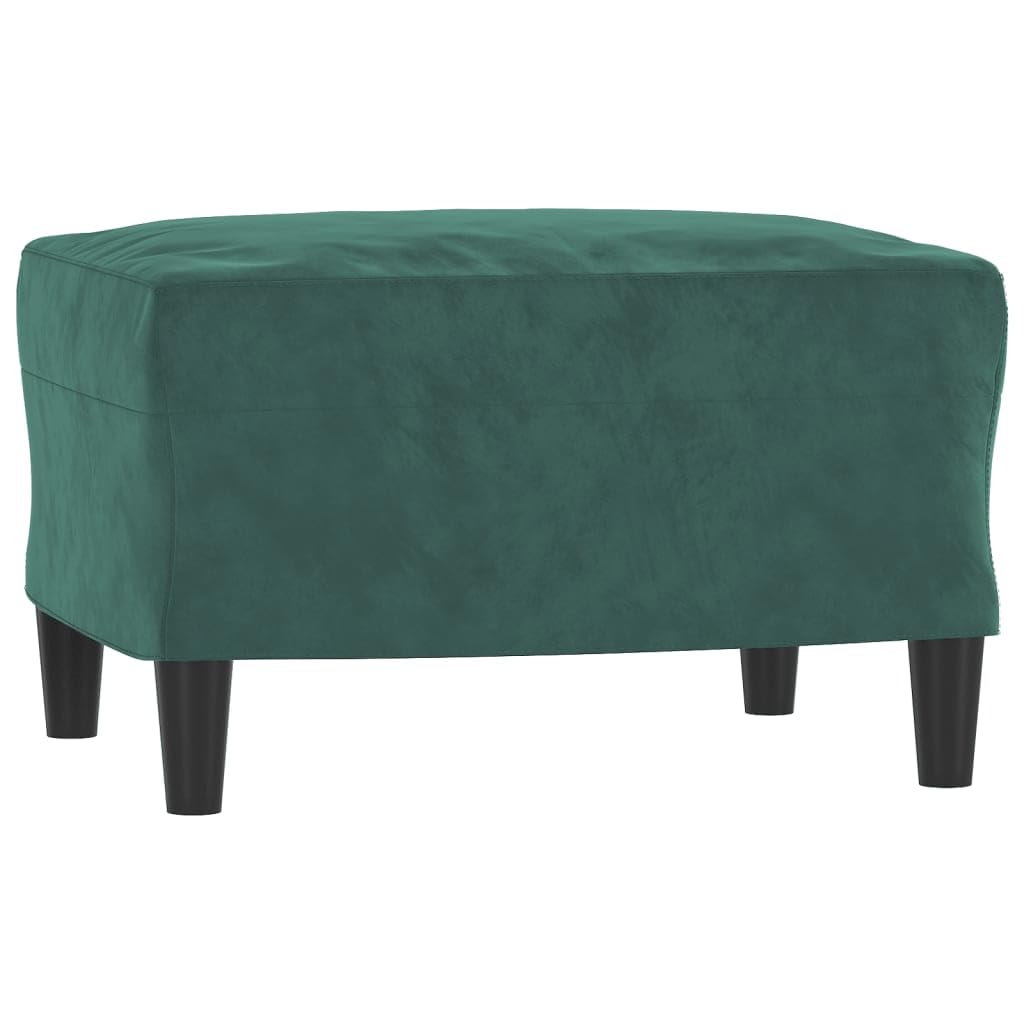 Fotel z taboretem ciemnozielony 60 cm aksamit, wytrzymały fotel relaksacyjny z podnóżkiem, wygodna tapicerowana sofa do salonu, sypialni, biura, maks. obciążenie 110 kg