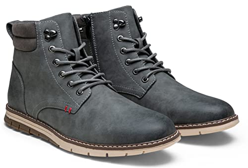 Vostey Boots For Men Casual Dress Boots Fashion Waterproof Men's Motorcycle Boots(Bmy8035A Grey 9.5) #TOP5